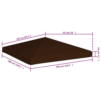 Gazebo Top Cover 310 g/m² 3x3 m Brown