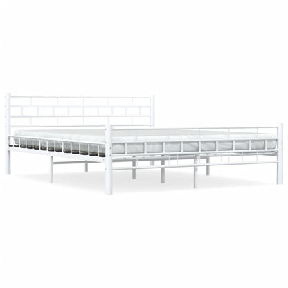 Bed Frame with Headboard White 160x200 cm Metal