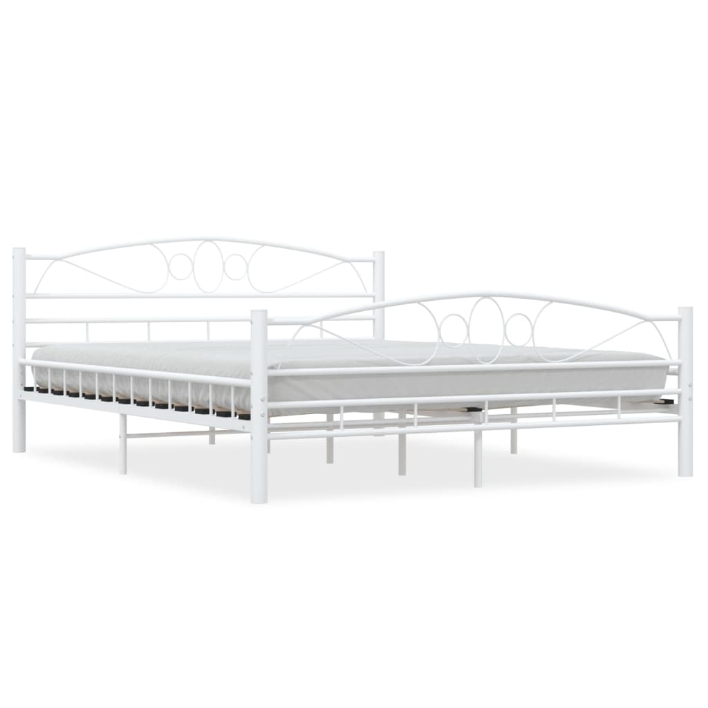Bed Frame with Headboard White 160x200 cm Metal