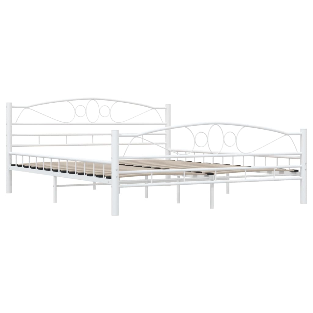Bed Frame with Headboard White 160x200 cm Metal