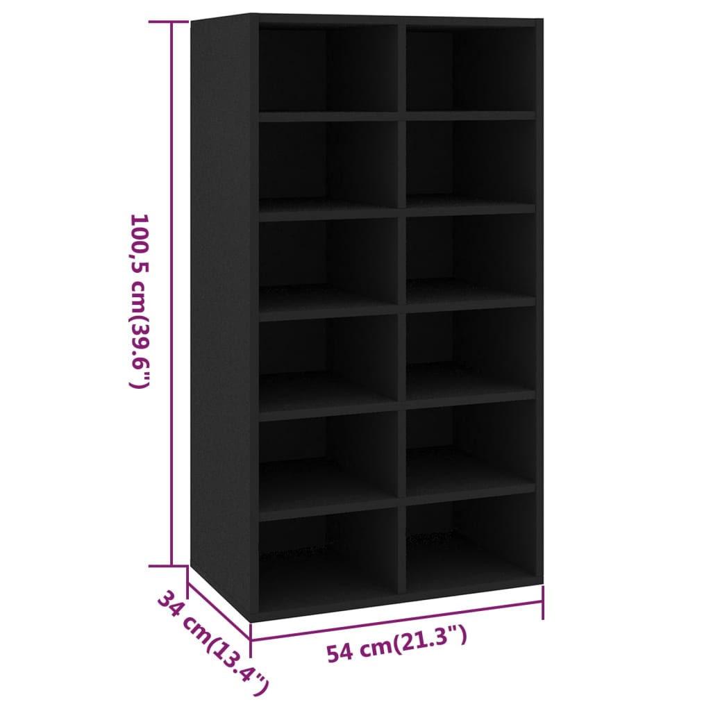 Shoe Rack Black 54x34x100.5 cm Engineered Wood