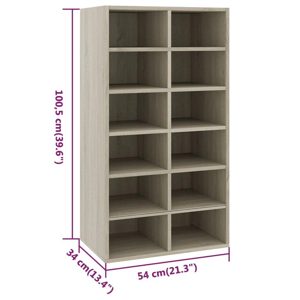 Shoe Rack Sonoma Oak 54x34x100.5 cm Engineered Wood