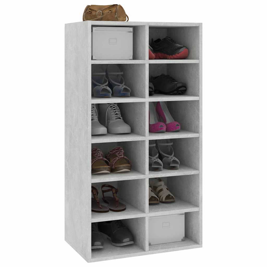 Shoe Rack Concrete Grey 54x34x100.5 cm Engineered Wood
