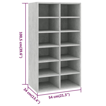Shoe Rack Concrete Grey 54x34x100.5 cm Engineered Wood