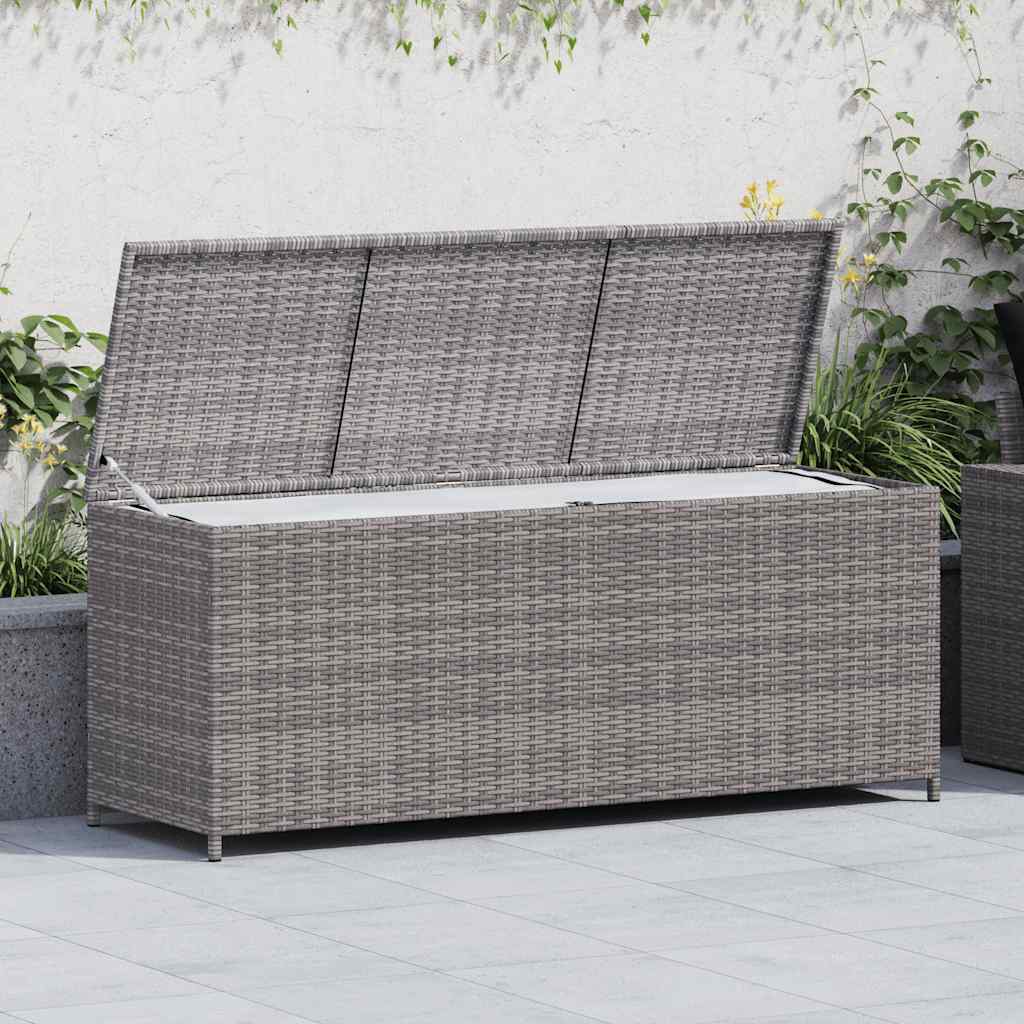 Garden Storage Box Grey 150x50x60 cm Poly Rattan