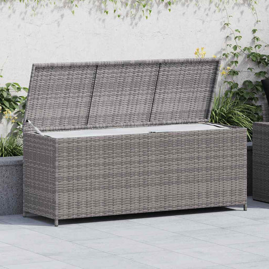 Garden Storage Box Grey 150x50x60 cm Poly Rattan