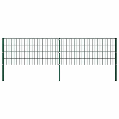 Fence Panel with Posts Iron 349x80 cm Green