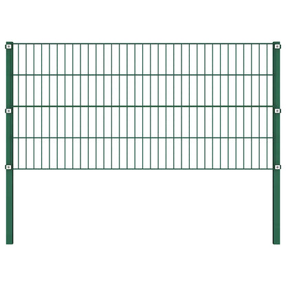 Fence Panel with Posts Iron 349x80 cm Green