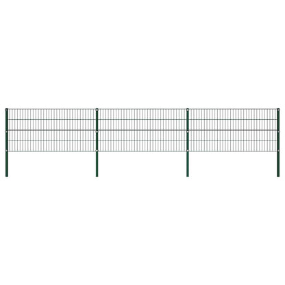 Fence Panel with Posts Iron 522x80 cm Green
