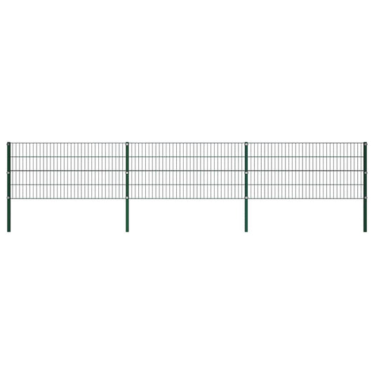 Fence Panel with Posts Iron 522x80 cm Green