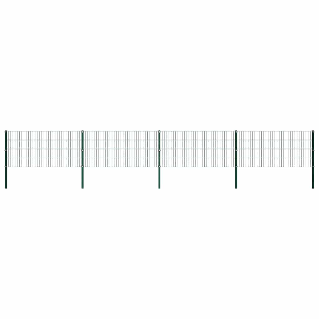 Fence Panel with Posts Iron 694.5x80 cm Green