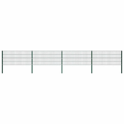Fence Panel with Posts Iron 694.5x80 cm Green