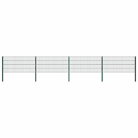 Fence Panel with Posts Iron 694.5x80 cm Green