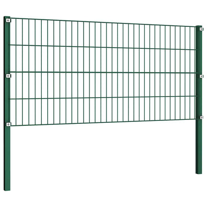 Fence Panel with Posts Iron 694.5x80 cm Green