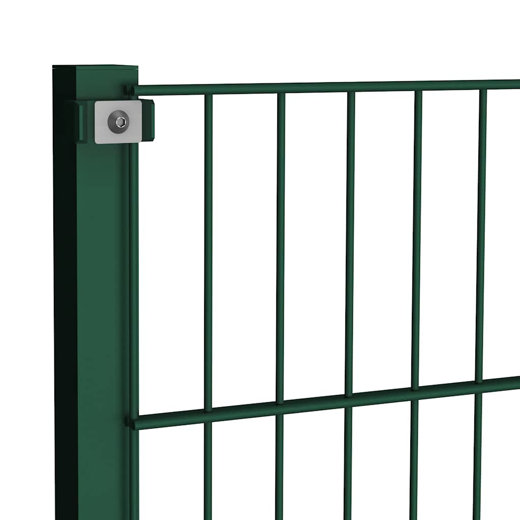 Fence Panel with Posts Iron 694.5x80 cm Green