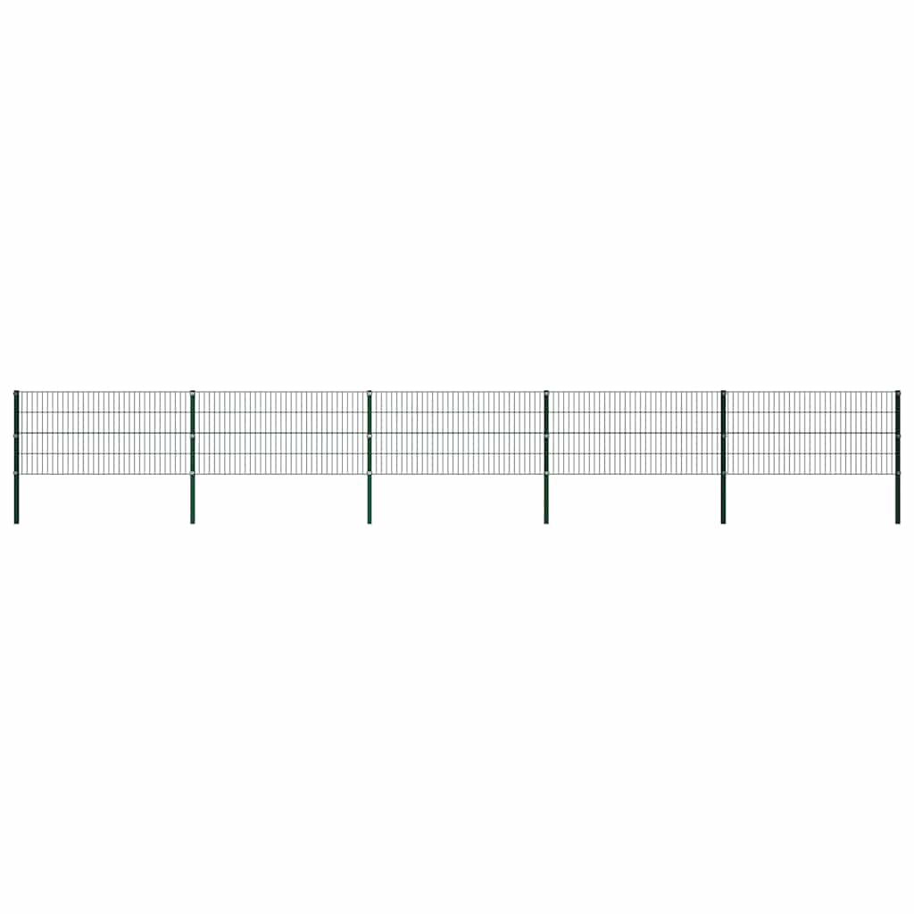 Fence Panel with Posts Iron 867x80 cm Green