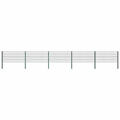 Fence Panel with Posts Iron 867x80 cm Green