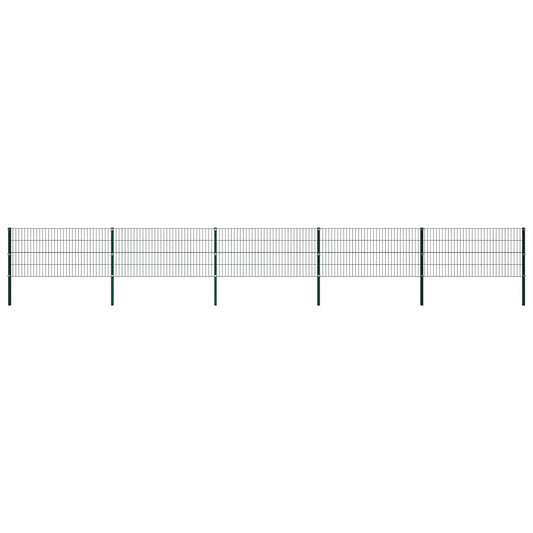 Fence Panel with Posts Iron 867x80 cm Green