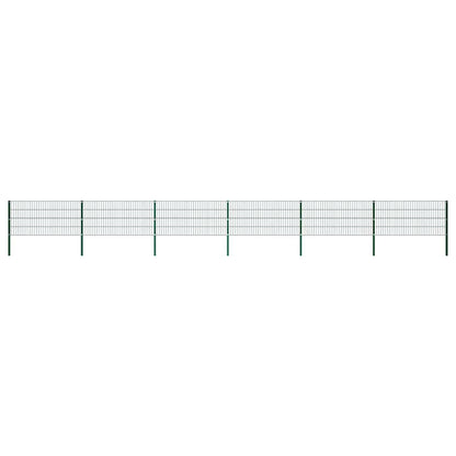 Fence Panel with Posts Iron 1040x80 cm Green