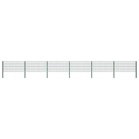 Fence Panel with Posts Iron 1040x80 cm Green