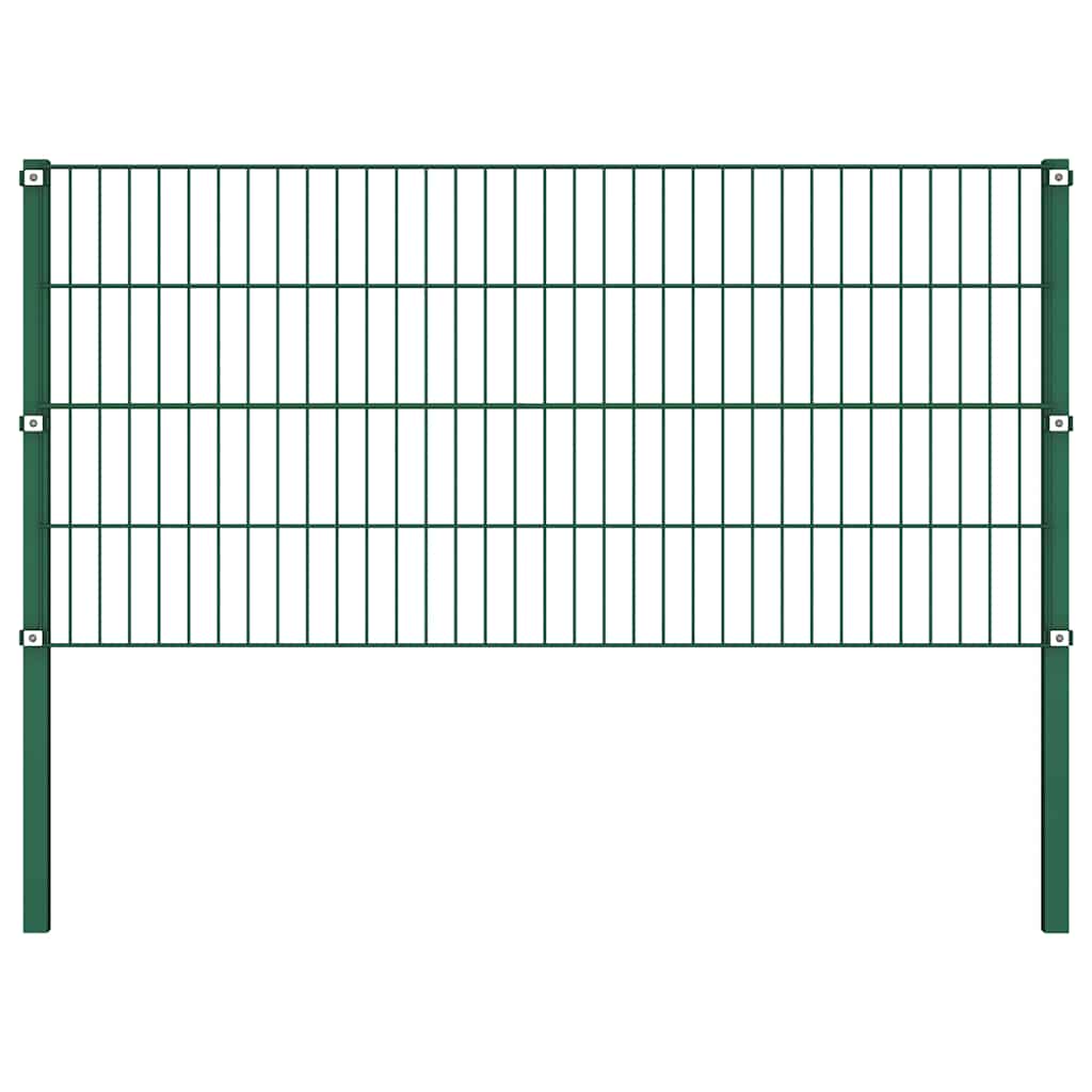 Fence Panel with Posts Iron 1040x80 cm Green