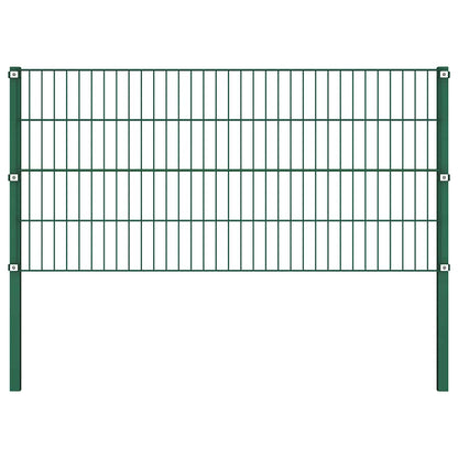 Fence Panel with Posts Iron 1040x80 cm Green