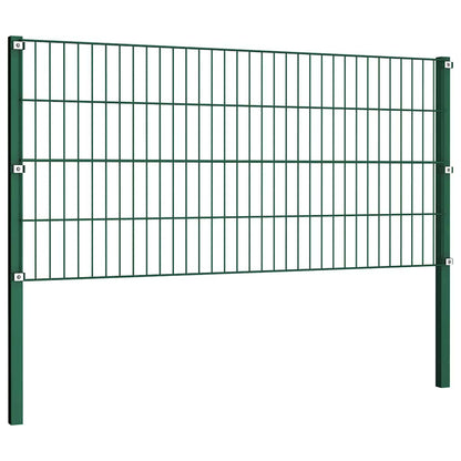 Fence Panel with Posts Iron 1212x80 cm Green