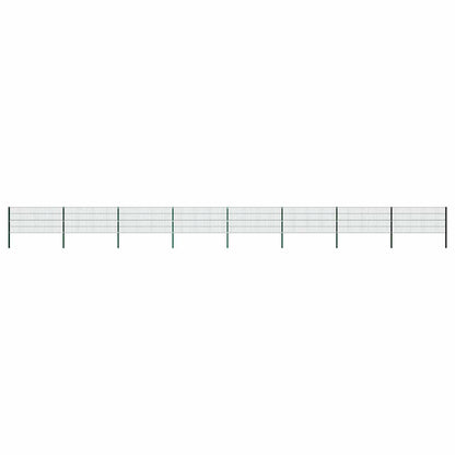 Fence Panel with Posts Iron 1385x80 cm Green