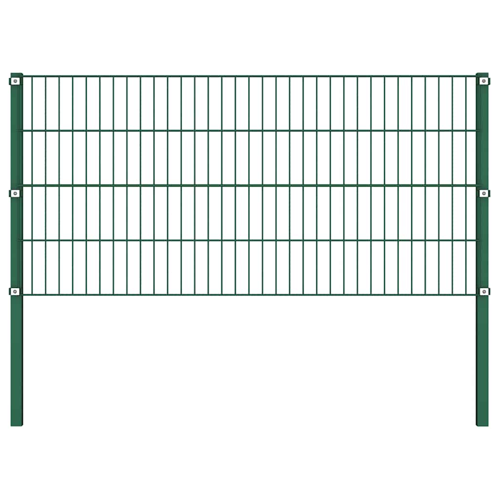 Fence Panel with Posts Iron 1557.5x80 cm Green