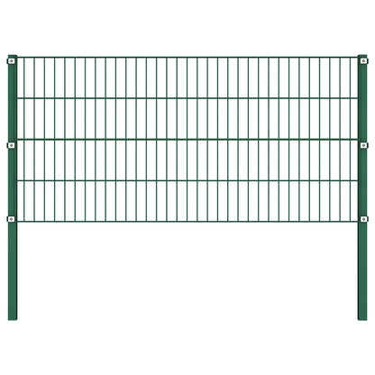 Fence Panel with Posts Iron 1557.5x80 cm Green