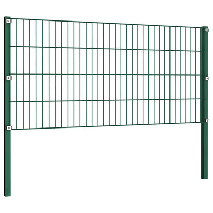 Fence Panel with Posts Iron 1557.5x80 cm Green