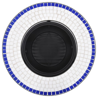 Mosaic Fire Pit Blue and White 68cm Ceramic