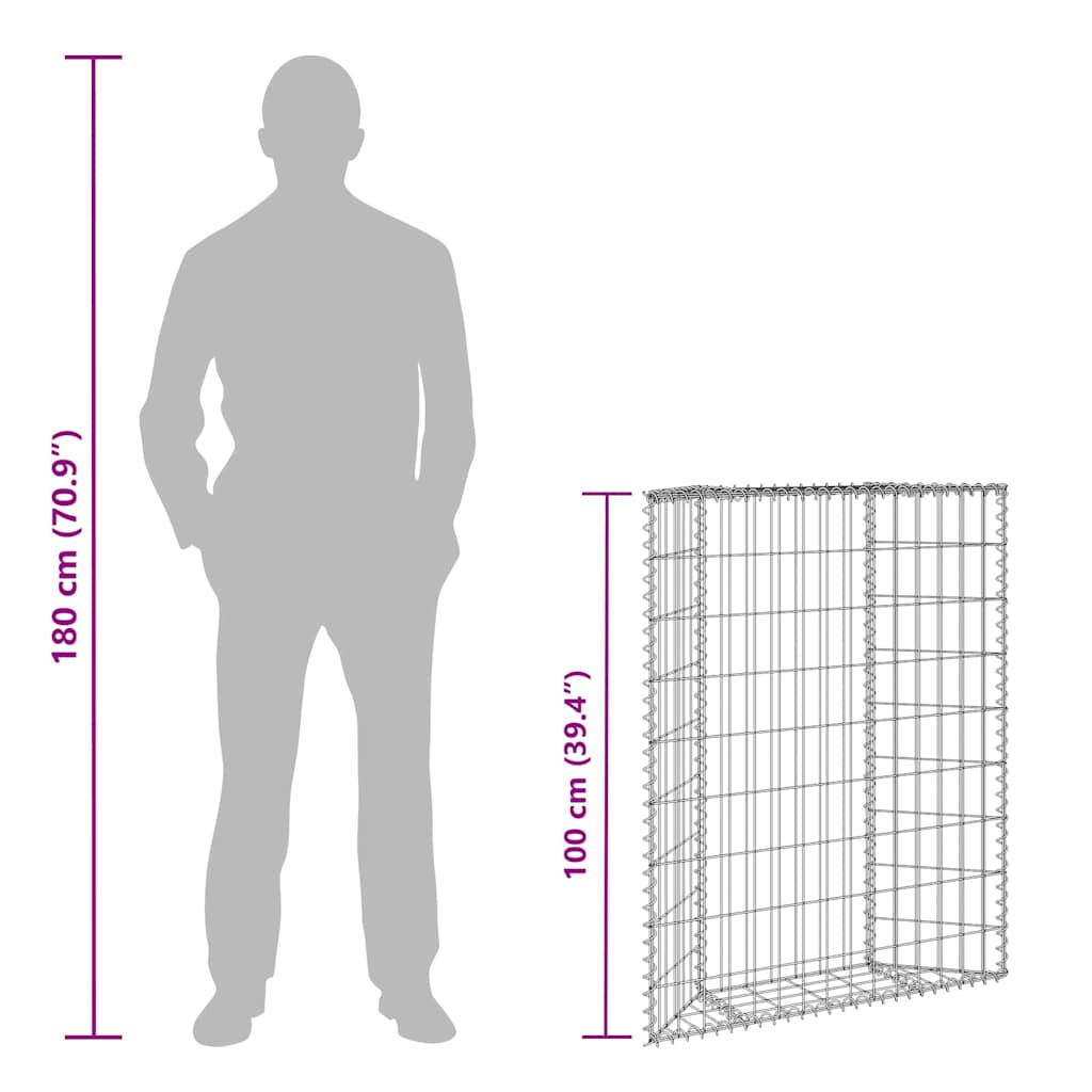 Trapezium Gabion Raised Bed Galvanised Steel 80x20x100 cm