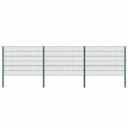 Fence Panel with Posts Iron 522x120 cm Green