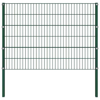 Fence Panel with Posts Iron 522x120 cm Green
