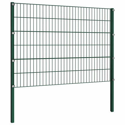 Fence Panel with Posts Iron 522x120 cm Green