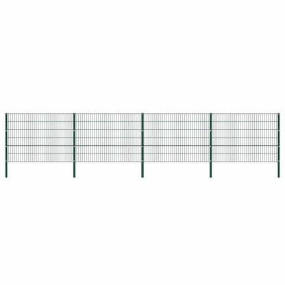 Fence Panel with Posts Iron 694.5x120 cm Green