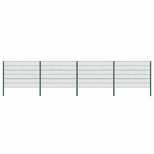 Fence Panel with Posts Iron 694.5x120 cm Green