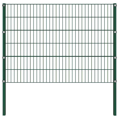 Fence Panel with Posts Iron 694.5x120 cm Green