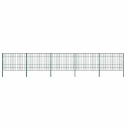 Fence Panel with Posts Iron 867x120 cm Green