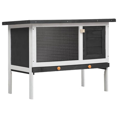 Outdoor Rabbit Hutch 1 Layer Grey Wood