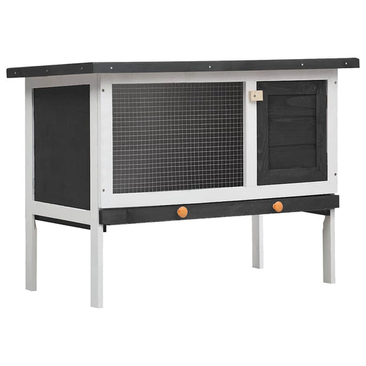Outdoor Rabbit Hutch 1 Layer Grey Wood