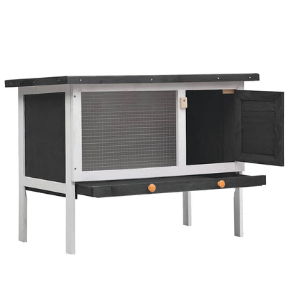 Outdoor Rabbit Hutch 1 Layer Grey Wood