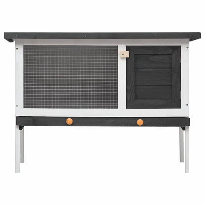 Outdoor Rabbit Hutch 1 Layer Grey Wood