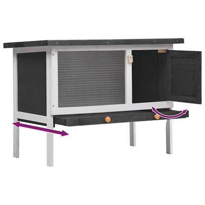 Outdoor Rabbit Hutch 1 Layer Grey Wood