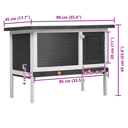 Outdoor Rabbit Hutch 1 Layer Grey Wood