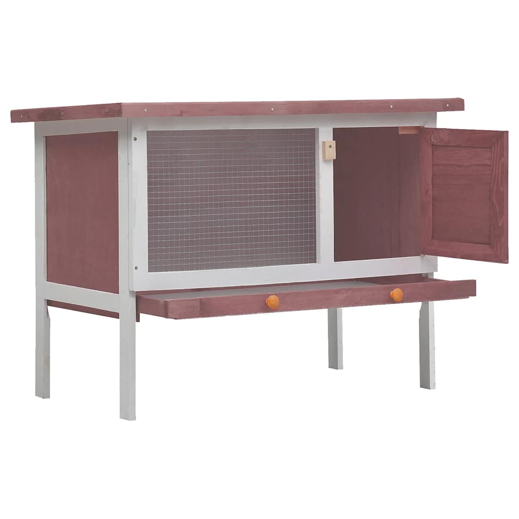 Outdoor Rabbit Hutch 1 Layer Brown Wood