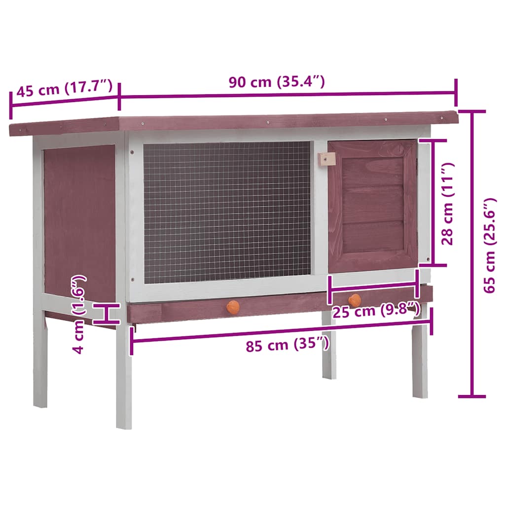 Outdoor Rabbit Hutch 1 Layer Brown Wood