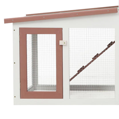 Outdoor Large Rabbit Hutch Brown and White 201x45x85 cm Wood