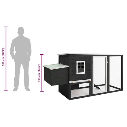 Outdoor Chicken Cage Hen House with 1 Egg Cage Grey Wood